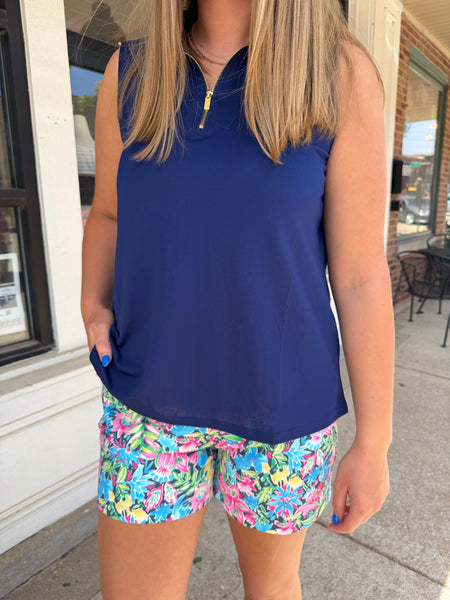 Coastal Navy Sun-Cool Zip Tank