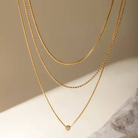 Gold 18K Stainless Steel Tarnish Free Layered Necklace