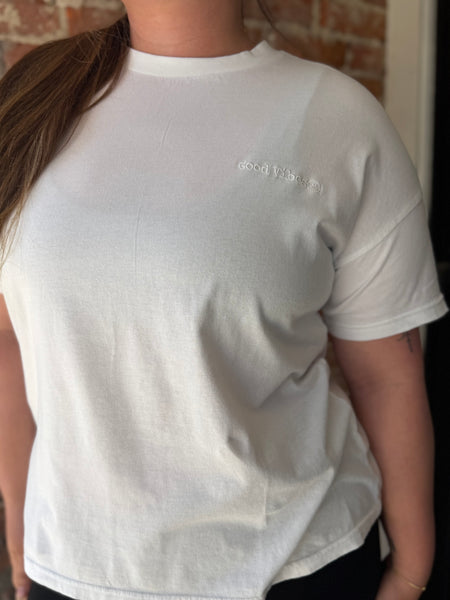 White Mineral Wash Good Vibes Tee