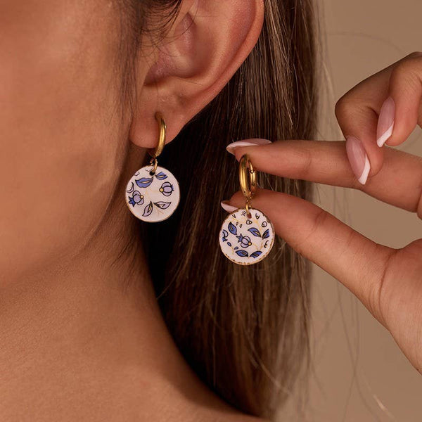 18K Stainless Steel Tarnish Free Vintage Plate Earrings
