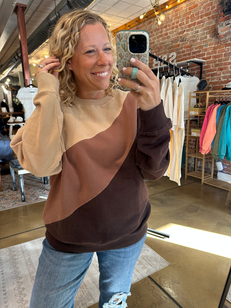 Espresso Color Fade Stripe Sweater