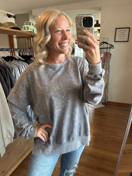 Charcoal Washed Side Split Top