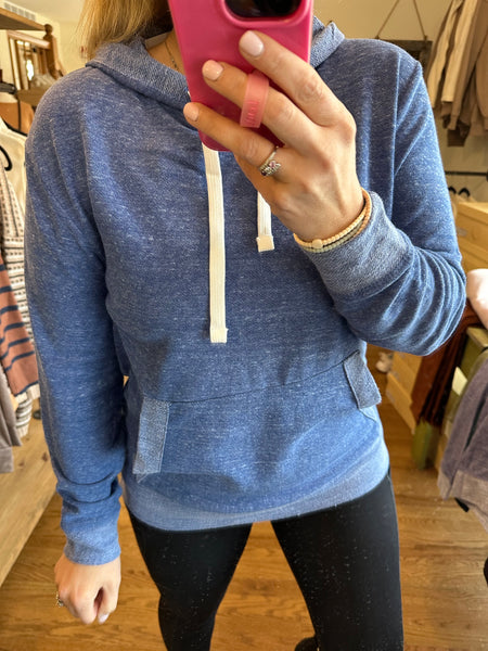 French Terry Hooded Pullover in Royal Blue