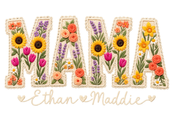Floral Custom Names Graphic Sweatshirt