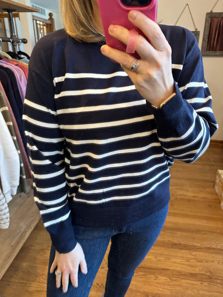 Navy & Ivory Stripe Sweater