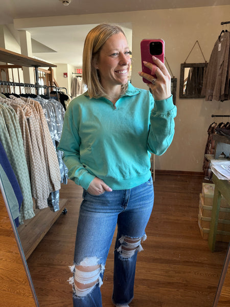 Turquoise Half Zip Sweatshirt