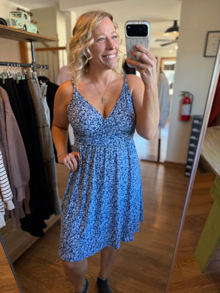 Navy Ditsy Floral Mini Dress