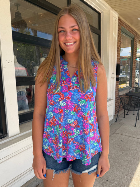 Violet Paradise Paisley Sleeveless Tank Top