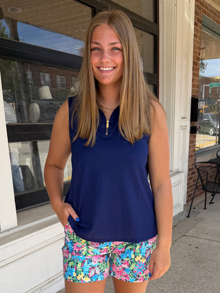 Navy / Aqua / Pink Floral Sun-Cool Shorts