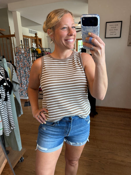 Latte Textured Knit Tank Top