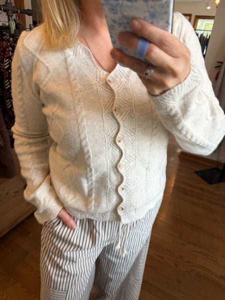 Oatmeal Textured Knit Cardigan