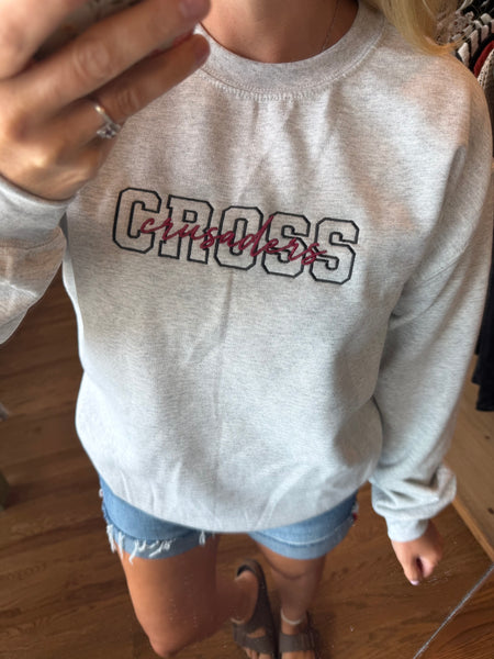 Embroidered Cross Crusaders Graphic Sweatshirt