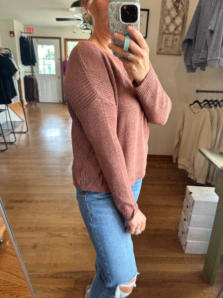Clay Ribbed Knit Sweater