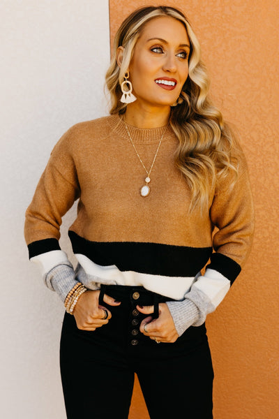 Mocha Color-Block Sweater