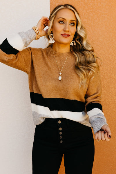 Mocha Color-Block Sweater