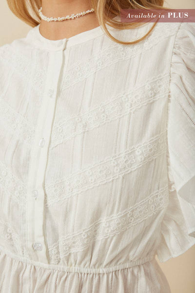 Ivory Lace Detail Sleeveless Peplum Top