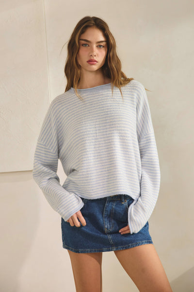 Sky Blue Striped Sweater