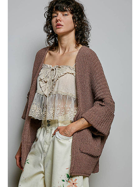Mocha Oversized Chenille Cardigan