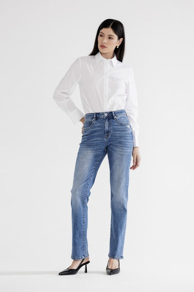 Mica High-Rise Tummy Tuck Slim Straight Jeans