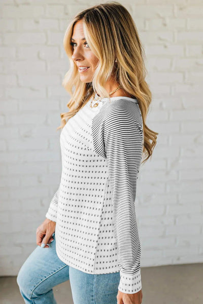Black Stripe Raglan Long Sleeve Tee