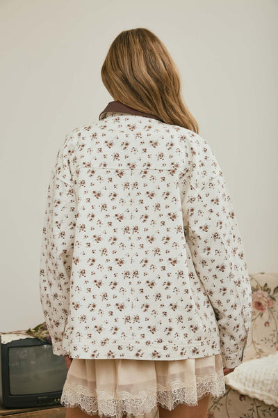 Ivory Floral Corduroy Jacket