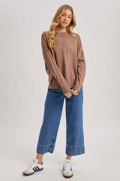 Mocha Soft Knit Crewneck Sweater