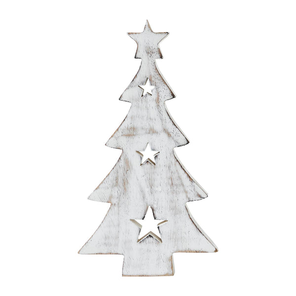 Large White Wooden Christmas Tree