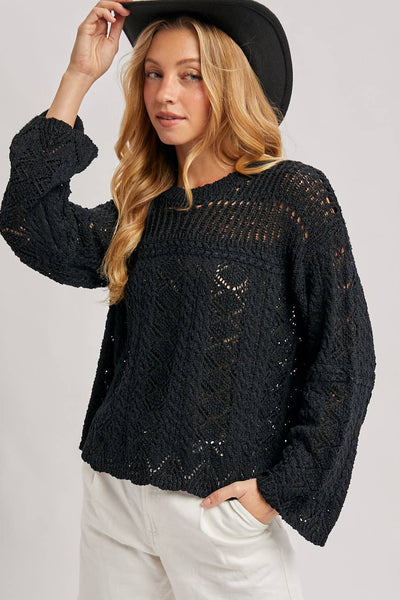 Black Open Knit Sweater