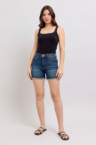 Judy Blue Tummy Control Fray Hem Shorts