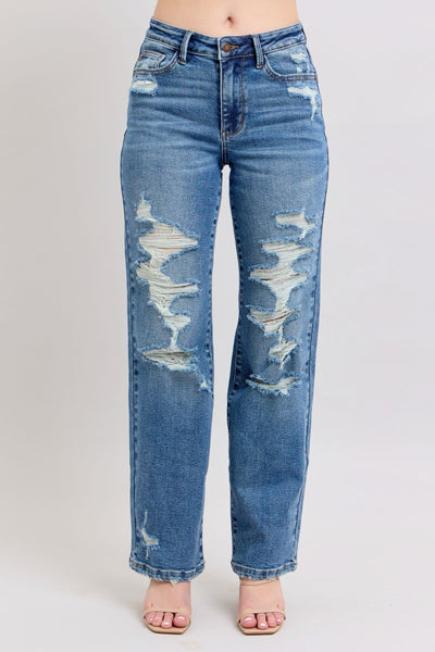Judy Blue Heavy Destroyed Straight Jeans