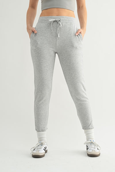 Heather Grey French Terry Cuffed Skinny Joggers