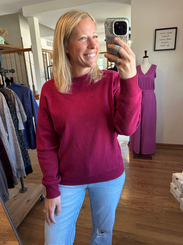 Cabernet Fleece Ribbed Side Sweatshirt