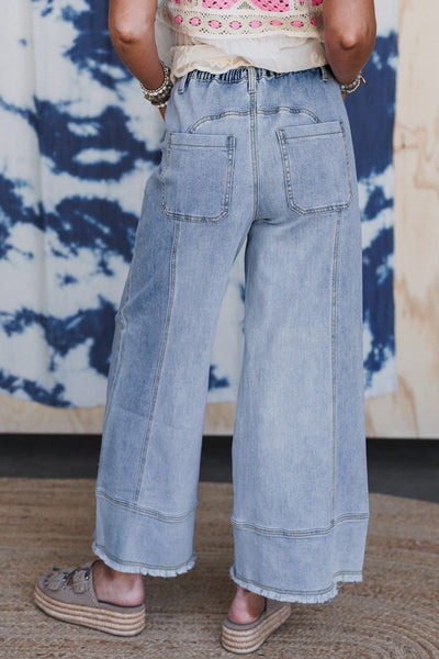 Trouser Wide Leg Drawstring Denim Pants