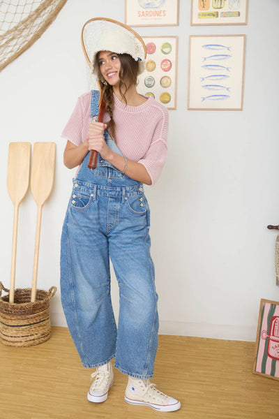 Dusty Pink Mineral Wash Short Sleeve Knit Top