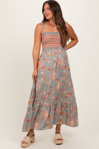 Sage Paisley Maxi Dress