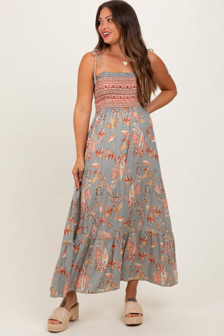 Sage Paisley Maxi Dress