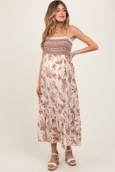 Ivory Boho Paisley Maxi Dress