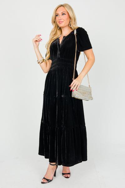 Black Velvet Maxi Dress
