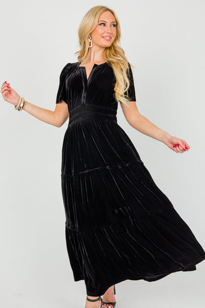 Black Velvet Maxi Dress