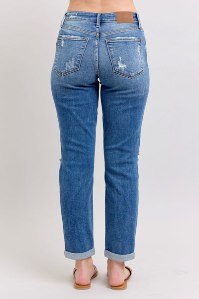 Judy Blue Mid-Rise Distressed Boyfriend Jeans