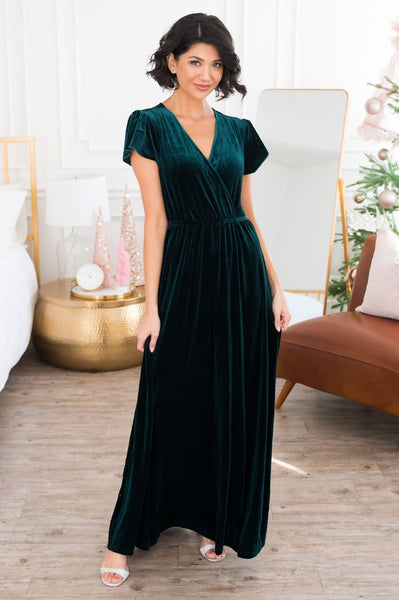 Emerald Velvet Maxi Dress