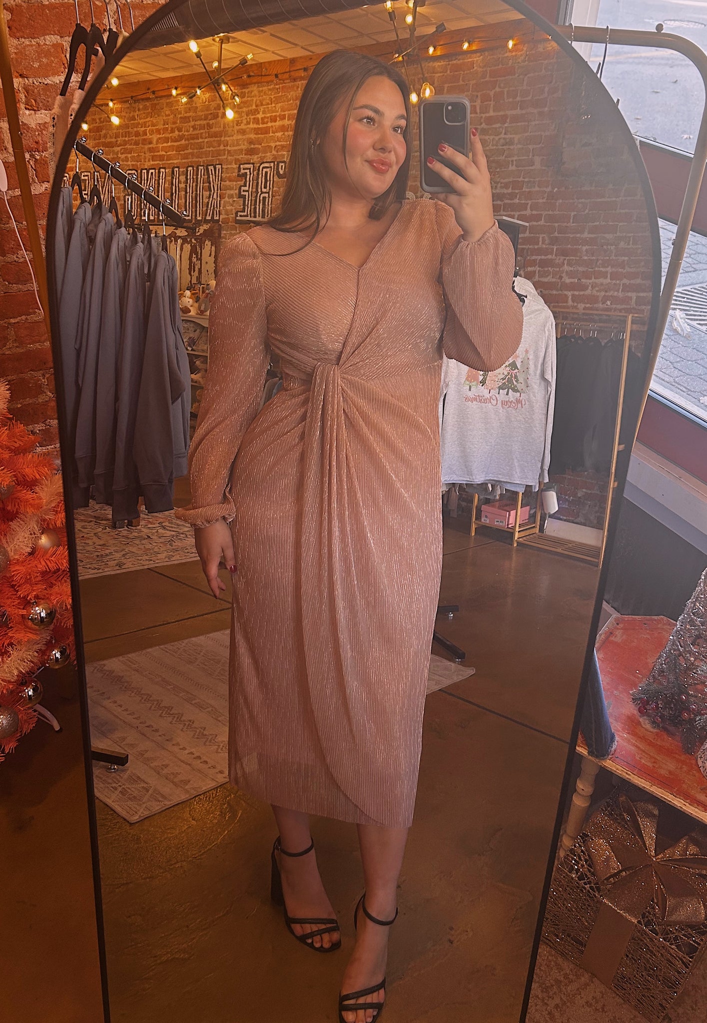 Rose Gold Shimmer Maxi Dress