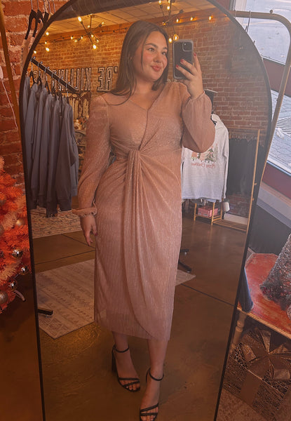 Rose Gold Shimmer Maxi Dress