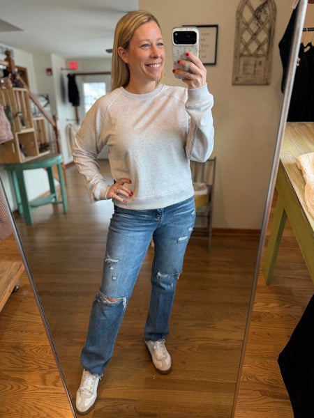 Heather Grey Crew Neck Pullover Sweatshirt