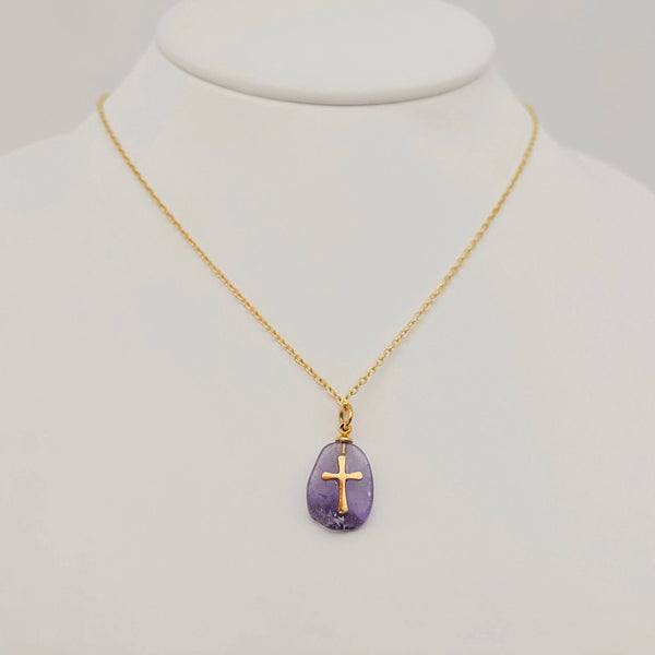 Stone Cross Pendant Necklace
