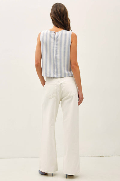 Chambray Striped Linen Ombre Sleeveless Top