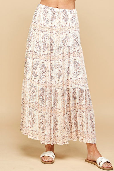Taupe Paisley Maxi Skirt