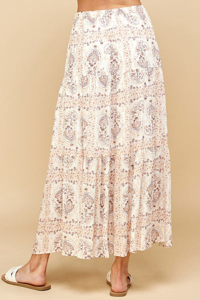 Taupe Paisley Maxi Skirt