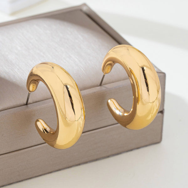 Tapered Gold-Tone Crescent Hoop Earrings