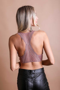 Rose Clay Lace Racerback Bralette